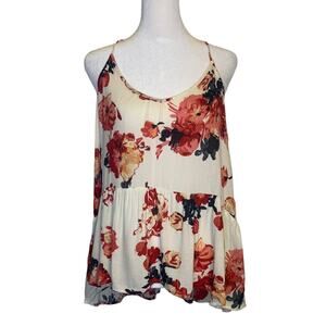 Lulu's Skyler cream & red floral tank top size S